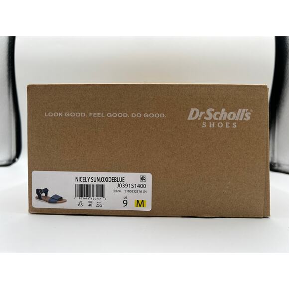 DR. SCHOLLS NICELY SUN ANKLE STRAP SANDALS OXIDE BLUE FAUX LEATHER WOMENS 9M - Picture 7 of 8